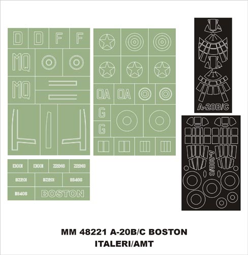 Montex MXMM48221 1:48 Douglas A-20B Boston canopy frame paint masks