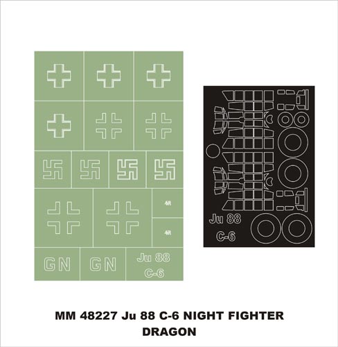 Montex MXMM48227 1:48 Junkers Ju-88C-6 NIGHT FIGHTER canopy frame paint masks