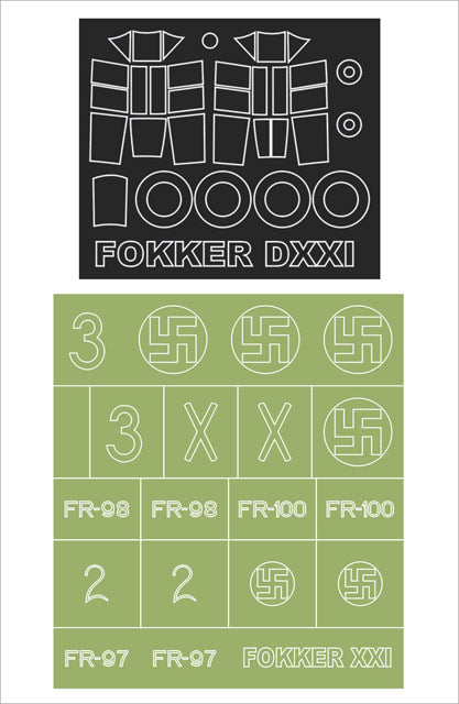 Montex MXMM48291 1:48 FOKKER D.XXI canopy frame paint masks