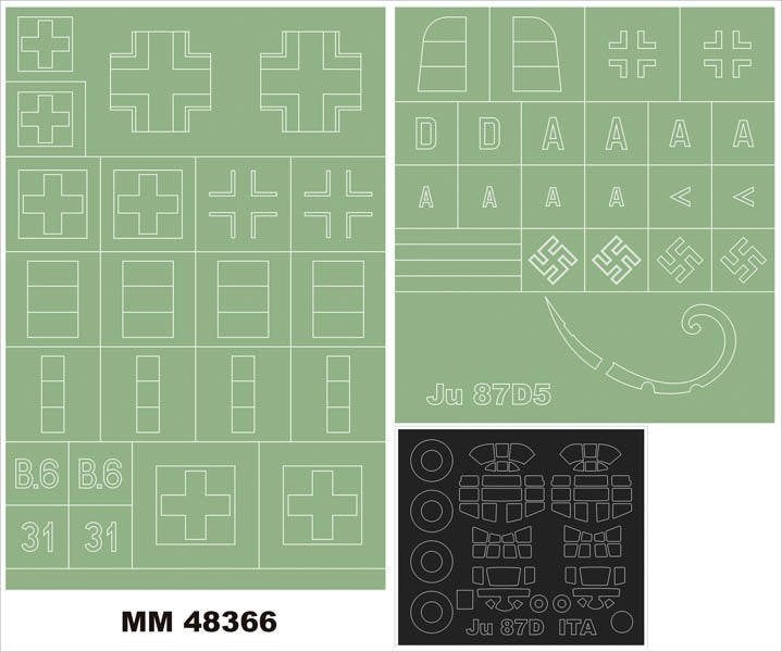 Montex MXMM48366 1:48 Junkers Ju-87D-5 'Stuka' canopy frame paint masks