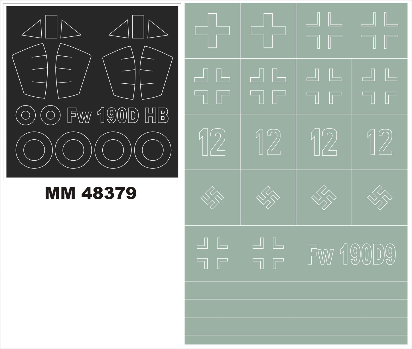Montex MXMM48379 1:48 Focke-Wulf Fw-190D-9 canopy frame paint masks