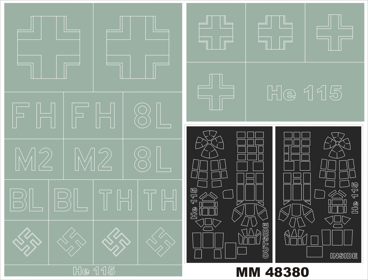 Montex MXMM48380 1:48 Heinkel He-115 canopy frame paint masks