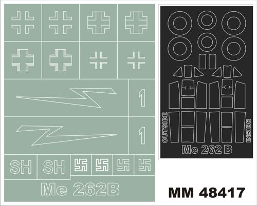 Montex MXMM48417 1:48 Messerschmitt Me-262B-1a 2 canopy frame paint mask