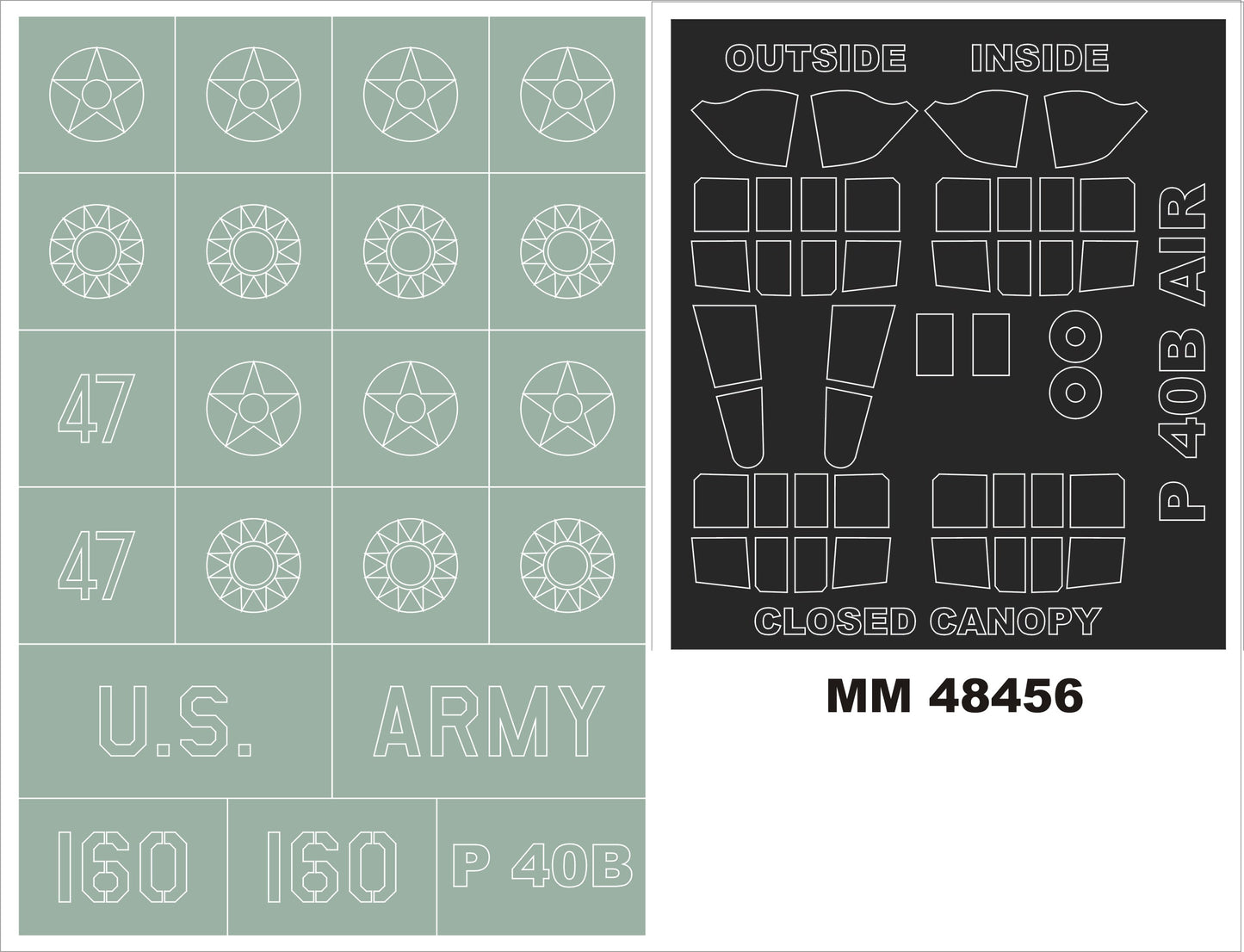 Montex MXMM48456 1:48 Curtiss P-40B Tomahawk 2 canopy frame paint masks