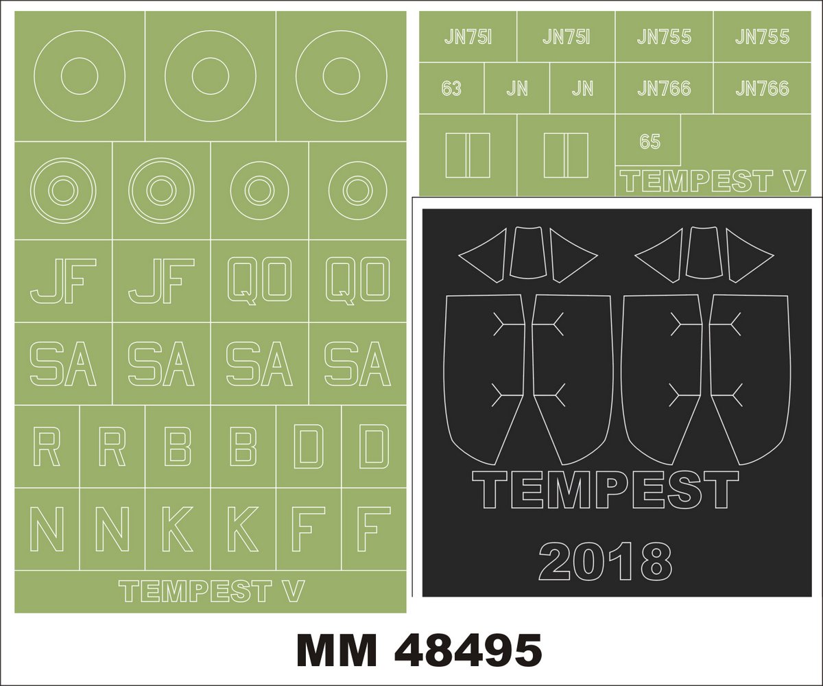 Montex MXMM48495 1:48 Hawker Tempest Mk.V 2 canopy frame paint masks