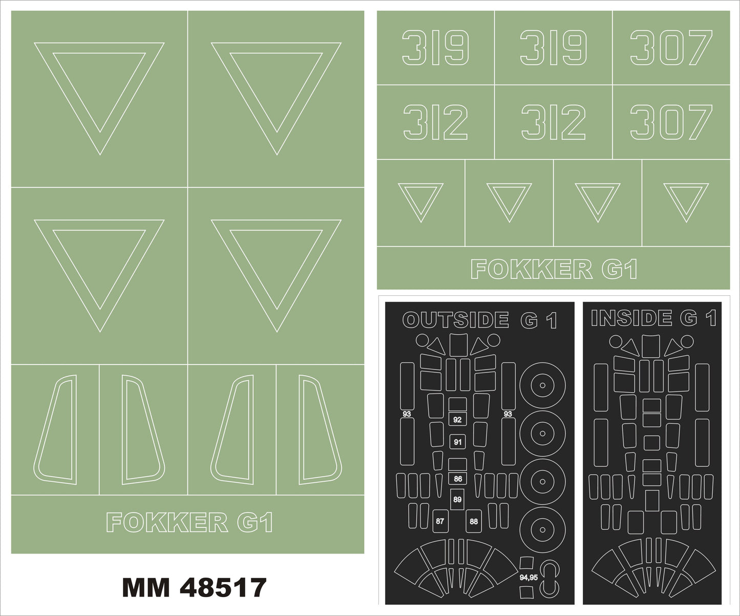 Montex MXMM48517 1:48 Fokker G-1a 2 canopy frame paint masks
