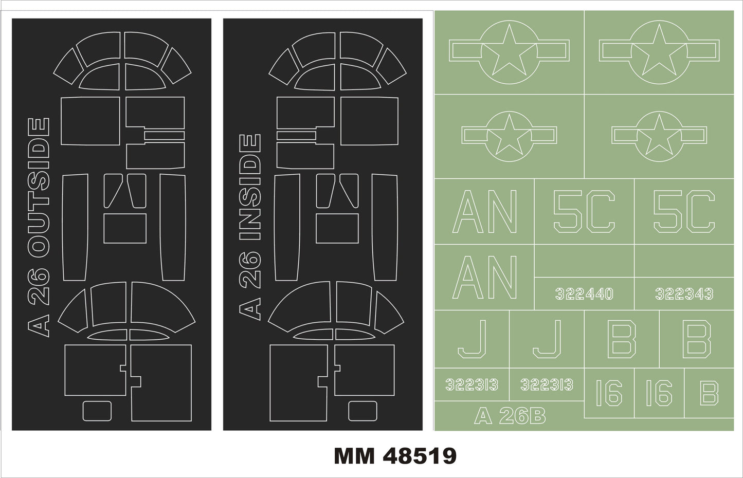 Montex MXMM48519 1:48 Douglas A-26B Invader 2 canopy frame paint masks