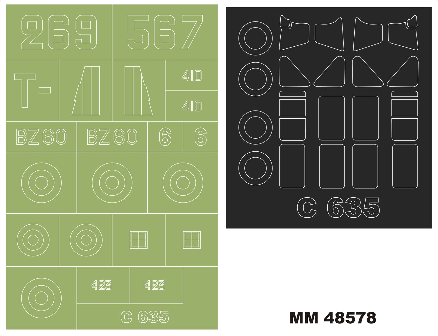 Montex MXMM48578 1:48 CAUDRON C.635 2 canopy masks