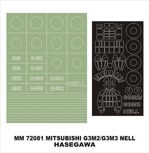 Montex MXMM72081 1:72 Mitsubishi G3M2/G3M3 Nell 1 canopy frame paint masks
