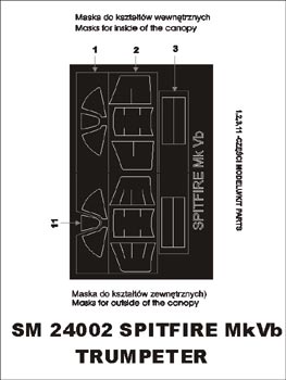 Montex MXSM24002 1:24 Supermarine Spitfire Mk.VB canopy frame paint masks