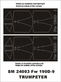 Montex MXSM24003 1:24 Focke-Wulf Fw-190D-9 canopy frame paint masks