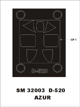 Montex MXSM32003 1:32 Dewoitine D.520 canopy frame paint mask