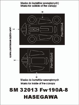 Montex MXSM32013 1:32 Focke-Wulf Fw-190A-8 canopy frame paint masks