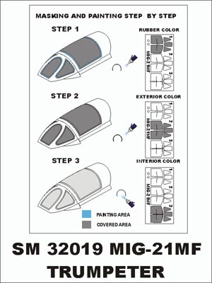 Montex MXSM32019 1:32 Mikoyan MiG-21MF canopy frame paint masks