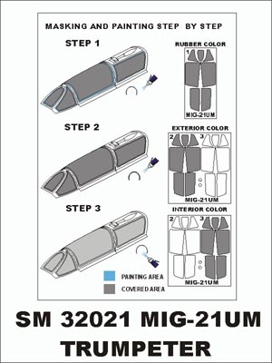 Montex MXSM32021 1:32 Mikoyan MiG-21UM canopy frame paint masks