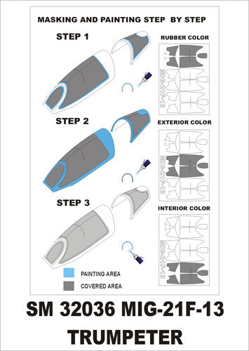 Montex MXSM32036 1:32 Mikoyan MiG-21F13 canopy frame paint masks