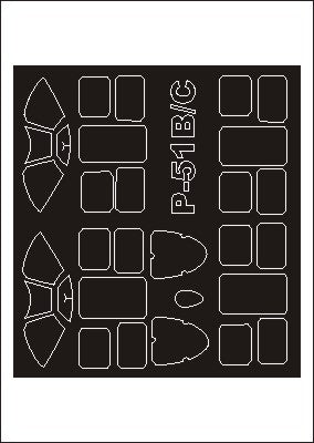 Montex MXSM32078 1:32 North-American P-51B Mustang canopy frame paint masks