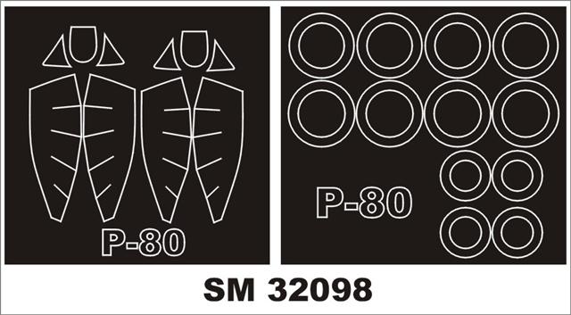 Montex MXSM32098 1:32 Lockheed P-80 Shooting Star canopy frame paint masks