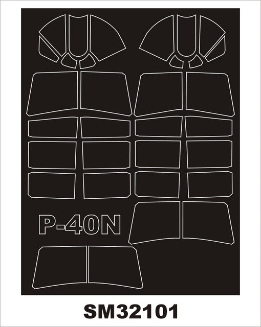 Montex MXSM32101 1:32 Curtiss P-40N Warhawk canopy frame paint masks