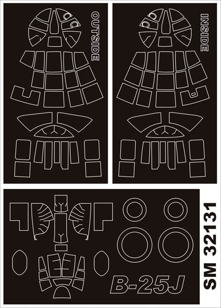 Montex MXSM32131 1:32 North-American B-25J MITCHELL canopy frame paint masks