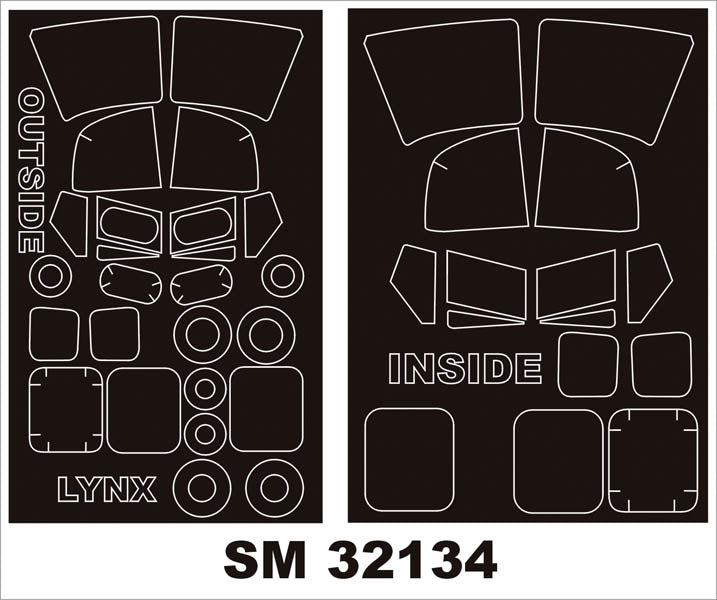 Montex MXSM32134 1:32 WESTLAND LYNX canopy frame paint masks