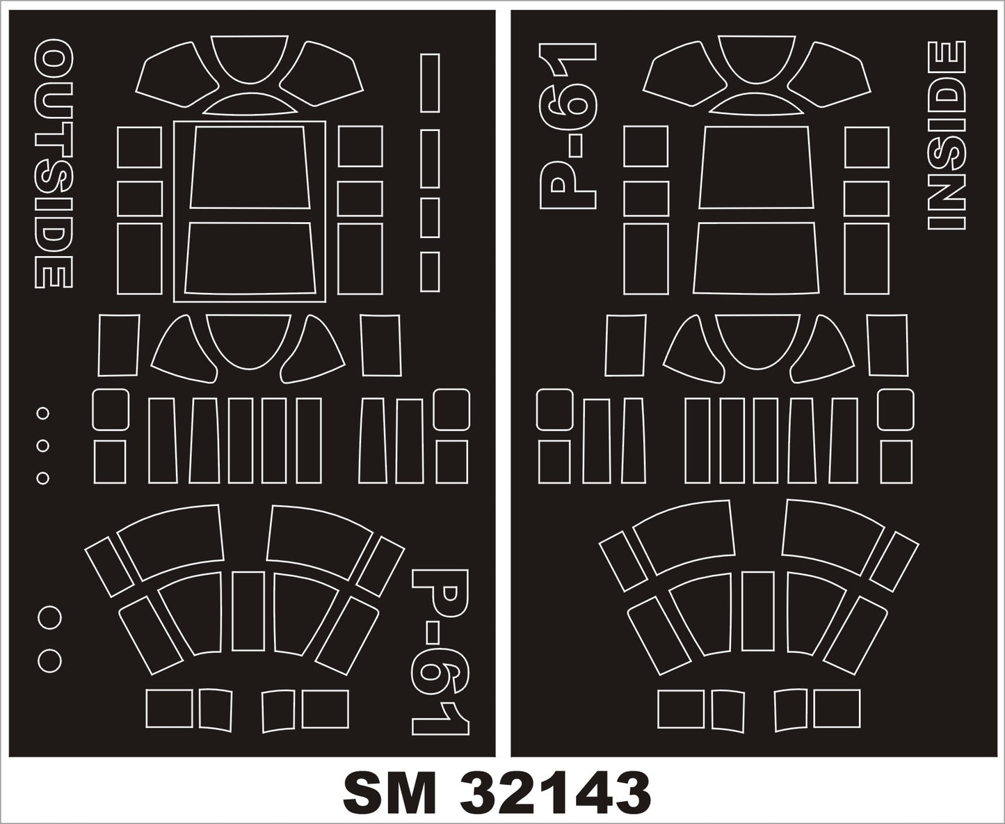 Montex MXSM32143 1:32 Northrop P-61B 'Black Widow' canopy frame paint masks