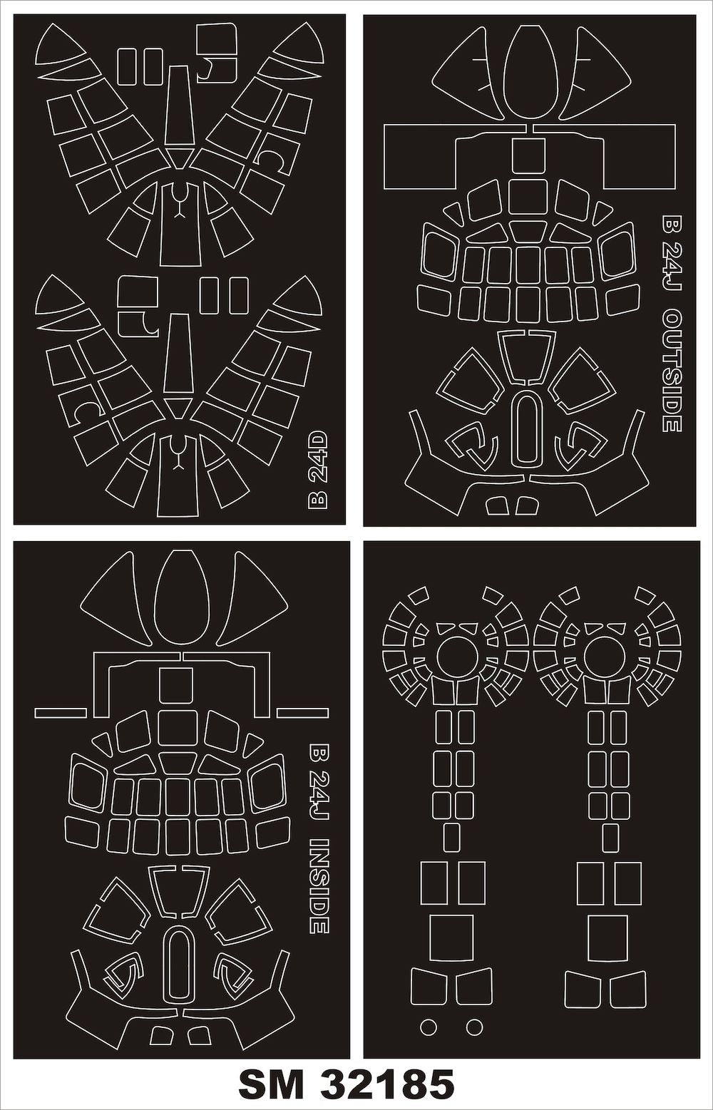Montex MXSM32185 1:32 Consolidated B-24D Liberator canopy frame paint mask
