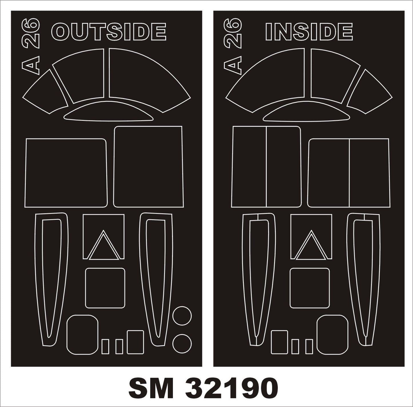 Montex MXSM32190 1:32 Douglas A-26B Invader canopy frame paint mask