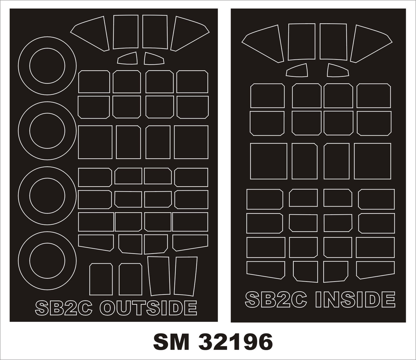 Montex MXSM32196 1:32 Curtiss SB2C Helldiver canopy frame paint mask