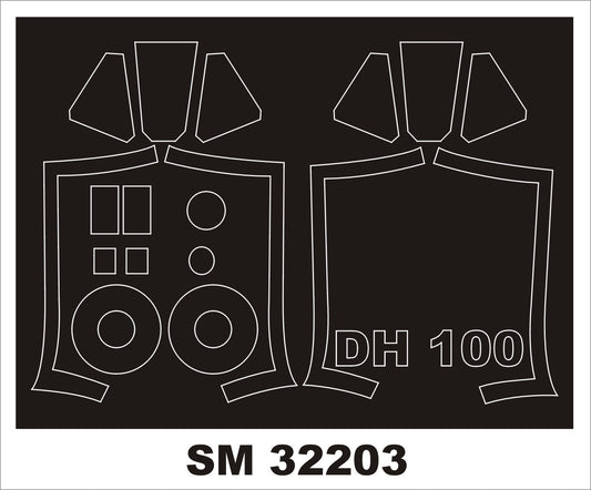Montex MXSM32203 1:32 de Havilland DH-100 Vampire canopy frame paint mask