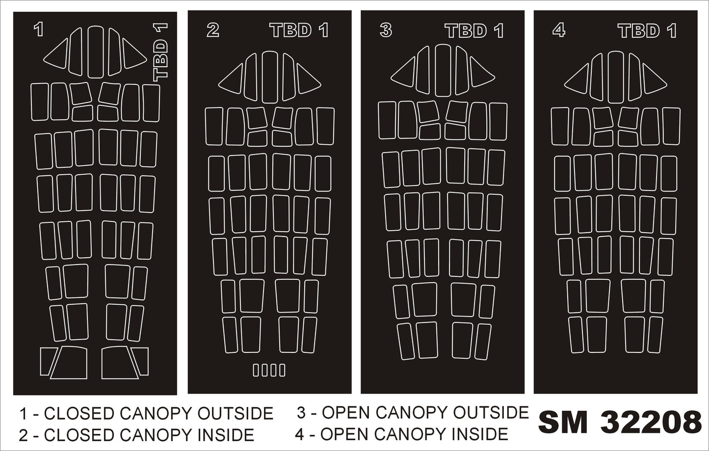 Montex MXSM32208 1:32 Douglas TBD-1 Devastator canopy frame paint masks