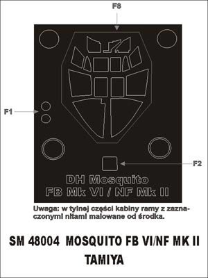 Montex MXSM48004 1:48 de Havilland Mosquito Mk.VI/NF.II canopy frame paint mask