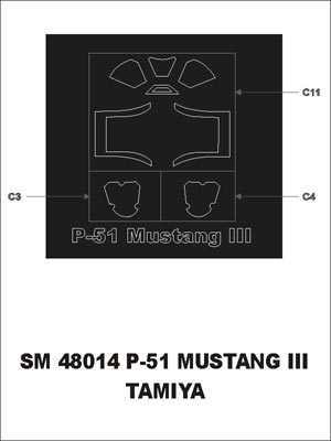 Montex MXSM48014 1:48 North-American P-51 Mustang Mk.III canopy frame paint mask