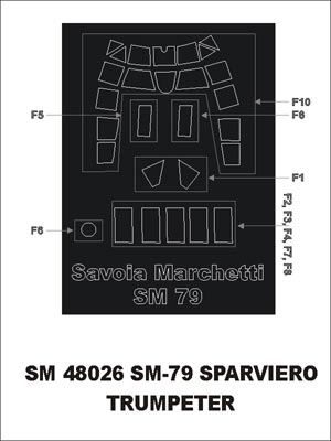 Montex MXSM48026 1:48 Savoia-Marchetti SM.79 canopy frame paint mask