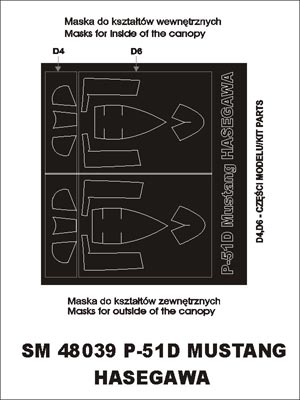 Montex MXSM48039 1:48 North-American P-51D Mustang canopy frame paint masks