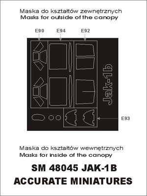 Montex MXSM48045 1:48 Yakovlev Yak-1B canopy frame paint masks