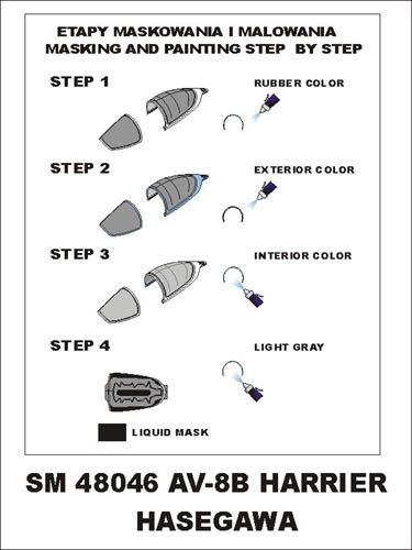 Montex MXSM48046 1:48 McDonnell-Douglas AV-8B Harrier canopy frame paint masks