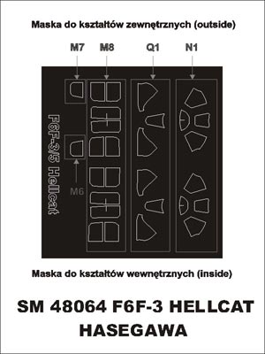 Montex MXSM48064 1:48 Grumman F6F-3 Hellcat canopy frame paint masks