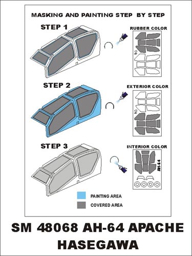 Montex MXSM48068 1:48 Bell/Boeing AH-64D Apache canopy frame paint masks