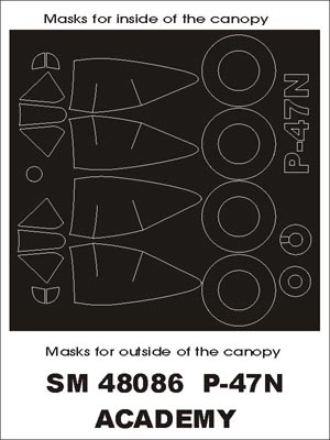 Montex MXSM48086 1:48 Republic P-47N Thunderbolt canopy frame paint masks