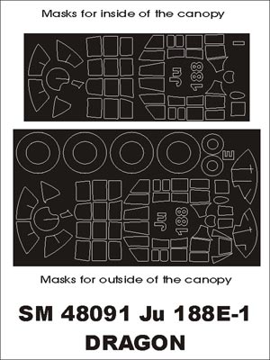 Montex MXSM48091 1:48 Junkers Ju-188E-1 canopy frame paint masks
