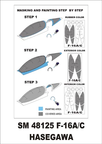 Montex MXSM48125 1:48 General-Dynamics F-16A/C canopy frame paint masks