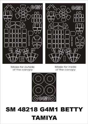 Montex MXSM48218 1:48 Mitsubishi G4M1 'Betty' canopy frame paint masks