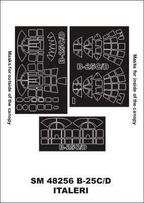 Montex MXSM48256 1:48 North-American B-25C/D Mitchell canopy frame paint masks