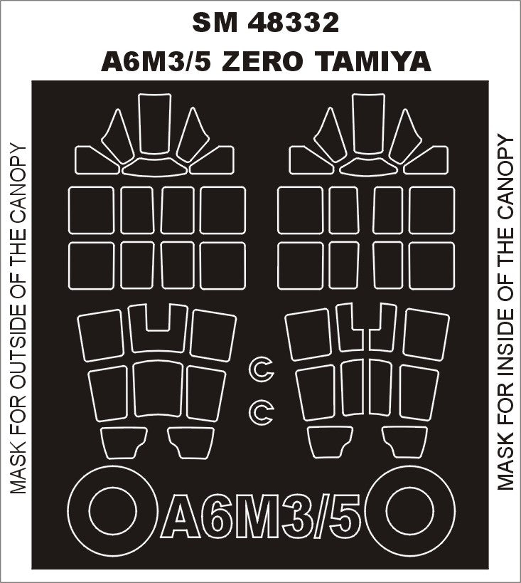 Montex MXSM48332 1:48 Mitsubishi A6M3/A6M3a/A6M5 Zero canopy frame paint masks