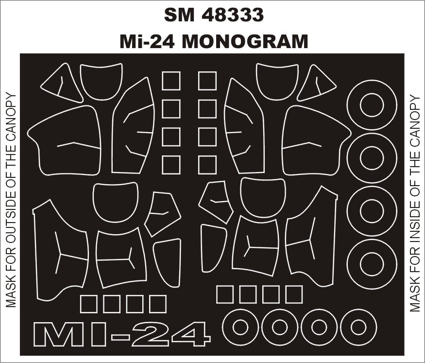 Montex MXSM48333 1:48 Mil Mi-24 canopy frame paint masks