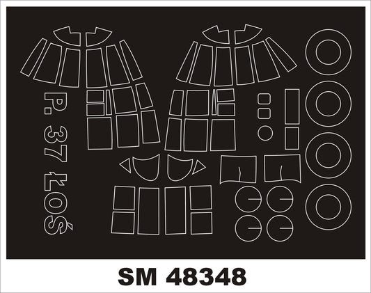 Montex MXSM48348 1:48 PZL P.37 Los canopy frame paint mask