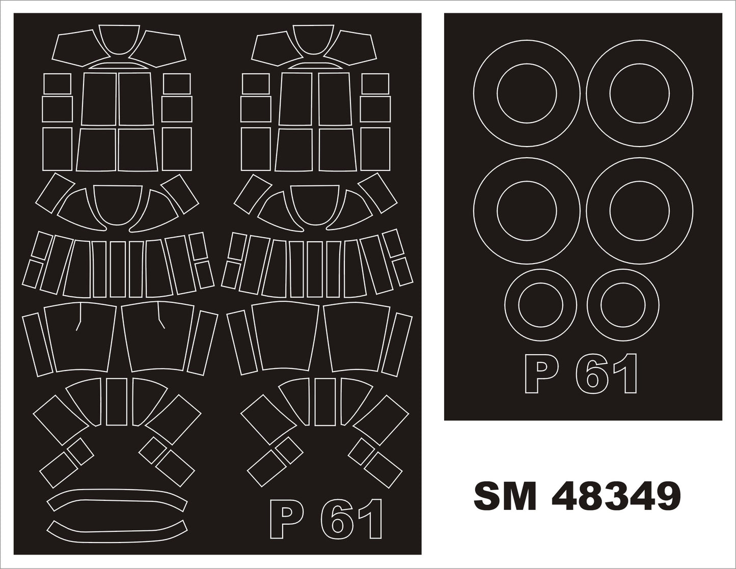 Montex MXSM48349 1:48 Northrop P-61A/P-61B 'Black Widow' canopy masks