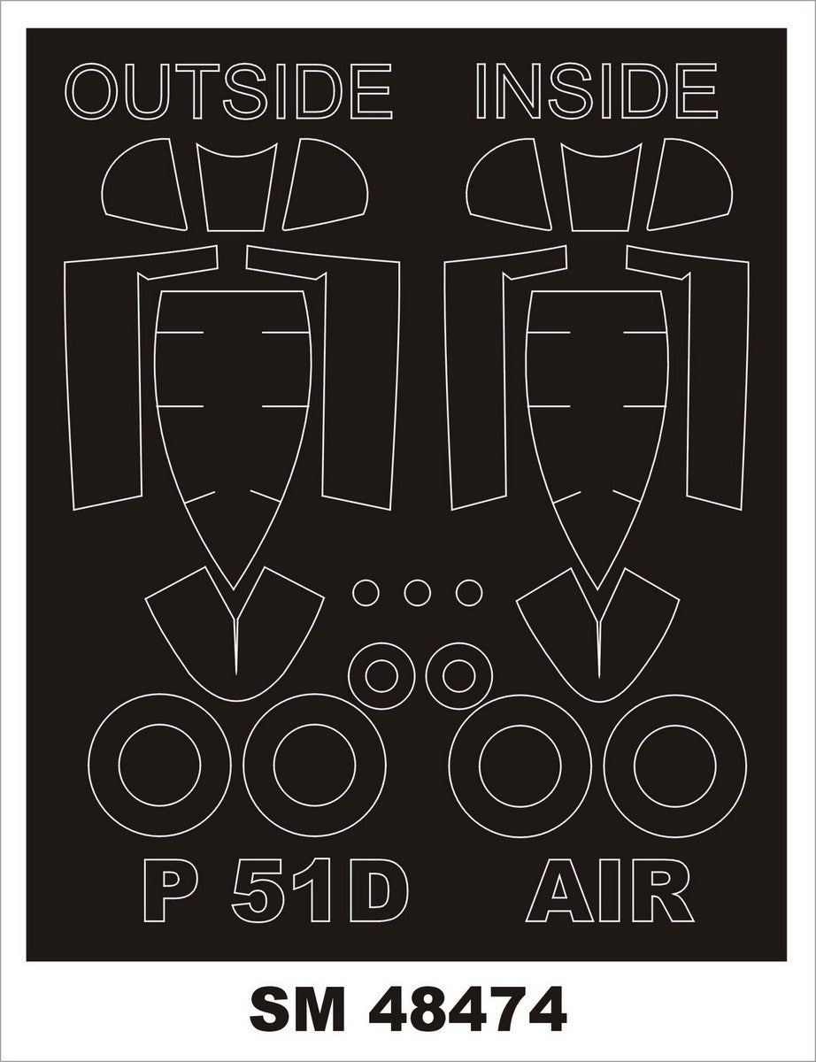Montex MXSM48474 1:48 North-American P-51D Mustang canopy frame paint mask