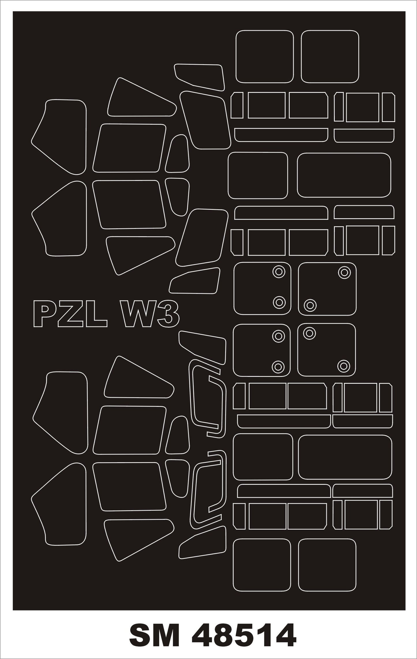 Montex MXSM48514 1:48 PZL W-3A/W-3T Sokol canopy frame paint mask